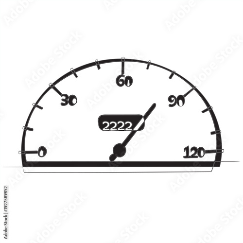 continuous line drawing speedometer illustration
