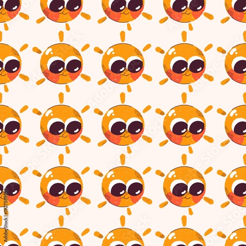 Cool Cartoon Sun Seamless Pattern Background