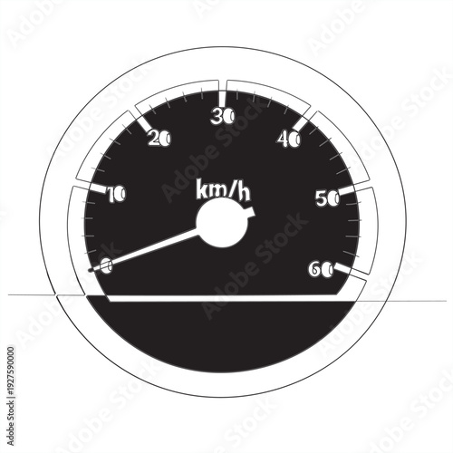 continuous line drawing speedometer illustration