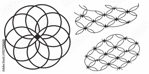 Intricate geometric patterns and abstract shapes on a white background Vector