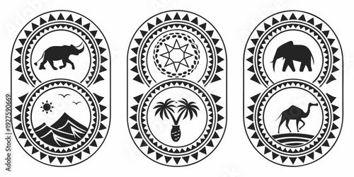 Historical symbols and emblems from ancient civilizations and cultures Vector