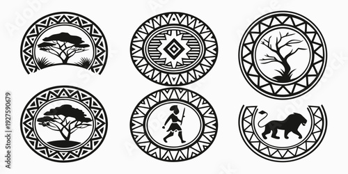 A collection of vintage badges showcasing various animals and symbols Vector