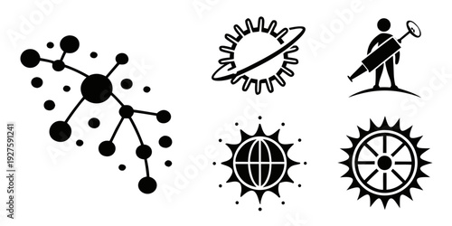 A collection of various symbols representing different activities and concepts. Vector