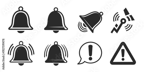 Assorted icons representing various notification and alert symbols. Vector