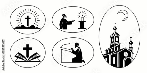 A collection of symbols representing various aspects of witchcraft and magic. Vector