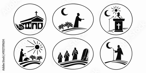 A collection of symbols representing various aspects of life and nature Vector