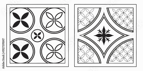 Intricate geometric patterns showcasing symmetrical designs and artistic complexity. Vector