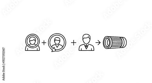Conceptual illustration of user engagement leading to a camera lens.