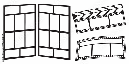 A collection of architectural elements featuring windows and decorative moldings. Vector