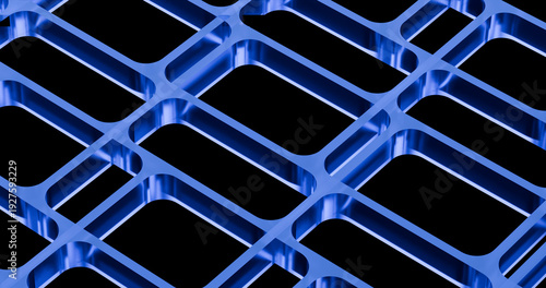Canvas Print 3d render abstract background with blue glass squares