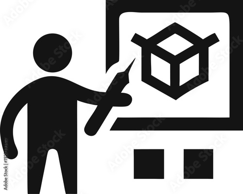 Designer Explaining Three Dimensional Model on a Screen During a Creative Presentation