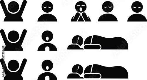Black and white of people in different emotional states and positions people emotional states