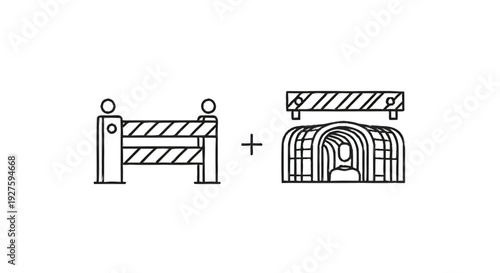 Construction Barrier and Tunnel Entrance Line Art.