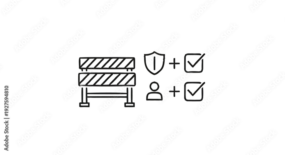 Fototapeta premium Construction Barrier Safety and User Approval Icons.