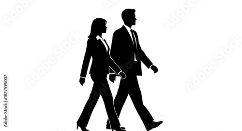 Business Professionals Walking Together Silhouette.