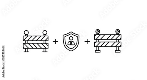 Construction Barriers Protecting a Person Icon.