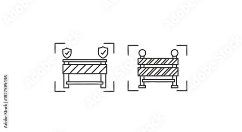 Construction Barriers Safety Security Icons Line Art.
