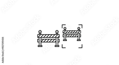 Construction Barriers Line Art Icon Set.