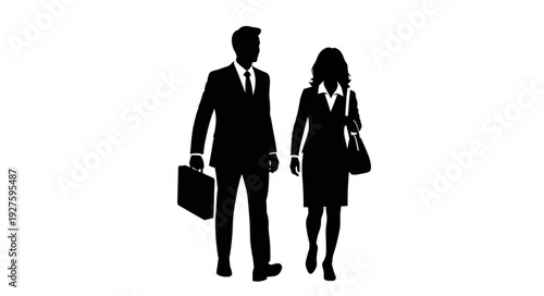 Business People Walking Together Silhouette.