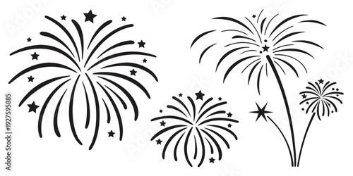 Vibrant fireworks illuminating the night sky with colorful explosions and bright sparks Vector