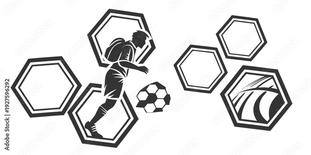 Fototapeta premium Hexagonal shapes with various objects and animals inside them Vector