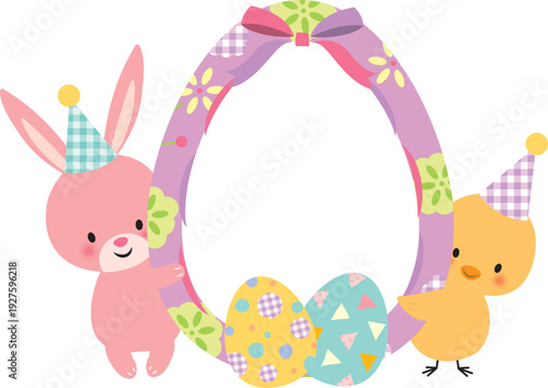 イースターの卵とうさぎとひよこ