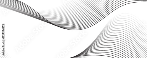 Abstract wave element for design. Digital frequency track equalizer. Stylized line art background. Vector illustration. Wave with lines created using blend tool. Curved wavy line, smooth stripe.