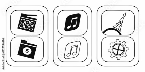 Four distinct icons representing different applications or functions on a device Vector