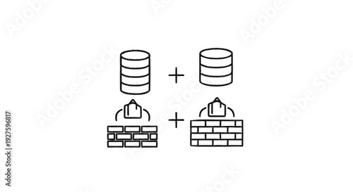Database and Firewall Icons Representing Data Security and Protection.