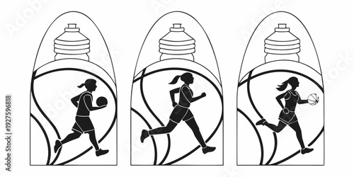 A runner's journey through a tunnel with a speed trail and time progression Vector