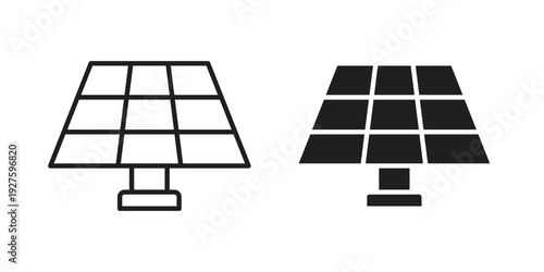 Solar panel icons. Line Illustration Vector Template. Clipart concept illustration