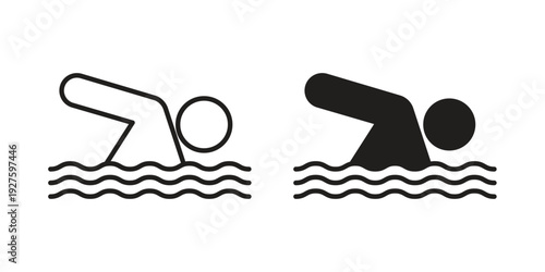 Swimming icons. Line Illustration Vector Template. Clipart concept illustration