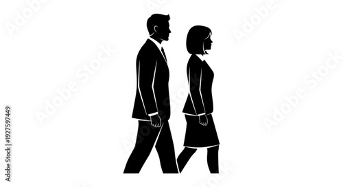 Man and Woman Walking Together.