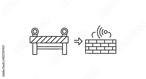 Conceptual illustration of a construction barrier transforming into a firewall.