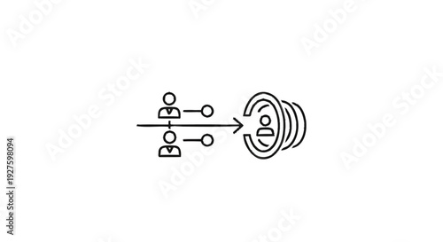 Customer journey funnel with people moving towards a target audience.