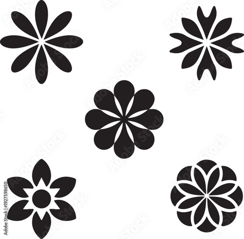  Minimal Black Floral Icon Set