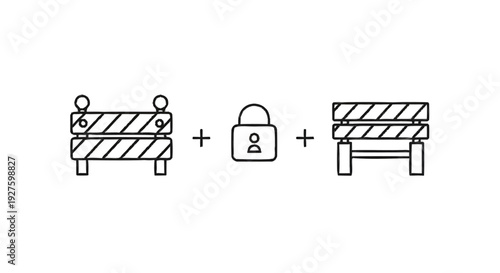 Construction barrier lock symbol graphic illustration.