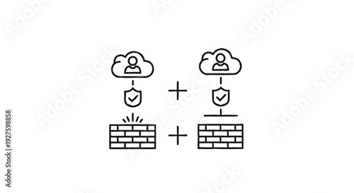Cloud Security and Firewall Protection Concept Illustration.