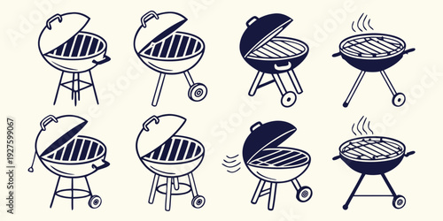 A collection of various types of barbecue grills and their unique designs Vector