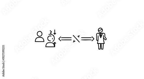 Communication breakdown between two people with confused signals.