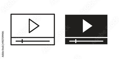 Video tutorial icons. Line Illustration Vector Template. Clipart concept illustration