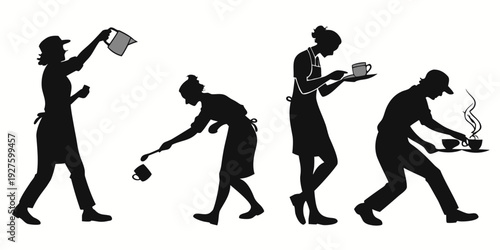 A sequence of a person performing various activities with a shovel. Vector