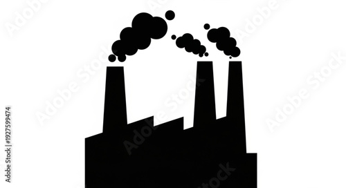 Industrial factory emitting pollution into the atmosphere, causing environmental damage.