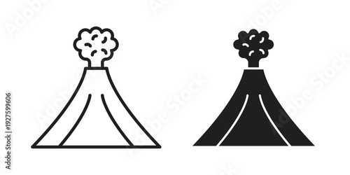 Volcano icons. Line Illustration Vector Template. Clipart concept illustration