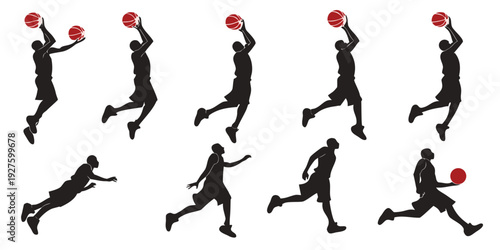 Sequence of a person performing a high jump with detailed motion phases Vector