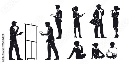 A diverse group of people engaged in various activities and poses Vector