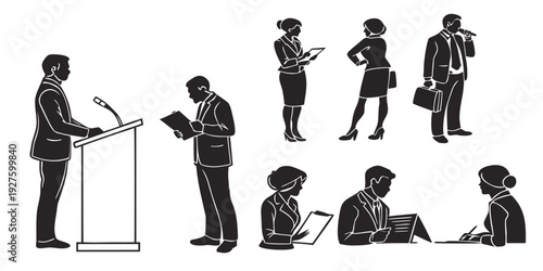 A diverse group of people engaged in various activities and postures Vector