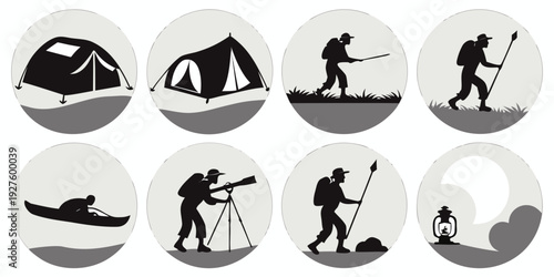 A collection of various activities and objects related to winter and snow. Vector