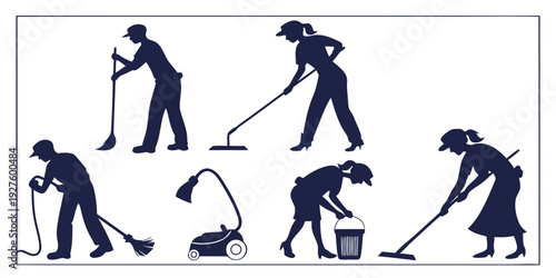 Illustration of various gardening activities performed by people Vector