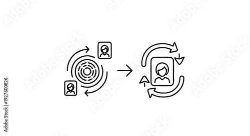 Conceptual illustration of data transformation and user profile update.